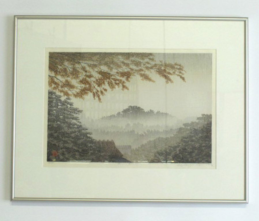 Shufu Miyamoto (1950-) Woodblock Print "Mizzling" (1 of 8)