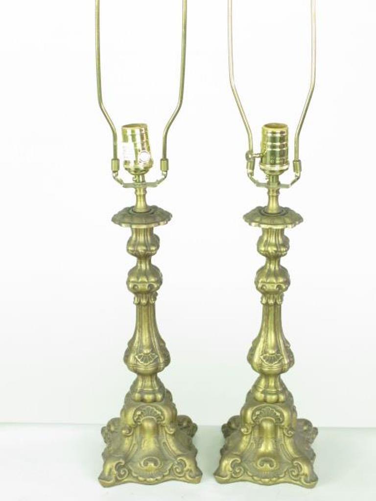 Pr Decorative Brass Candlesticks Lamp (1 of 3)