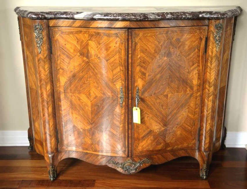 Louis XV Style Marble Top Console Cabinet (1 of 6)