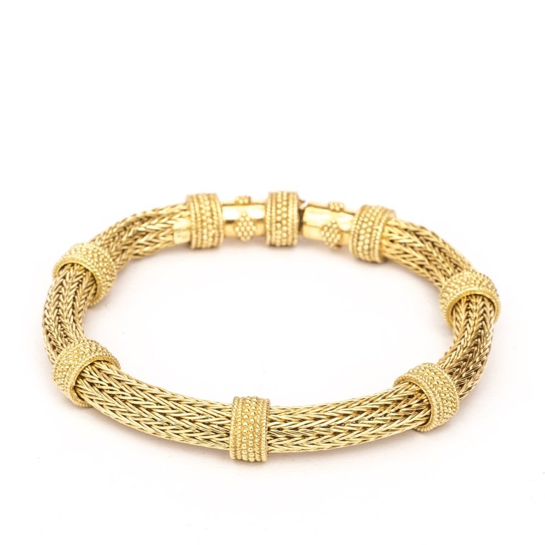 18 Karat Yellow Gold Soft Mesh Bangle (1 of 5)