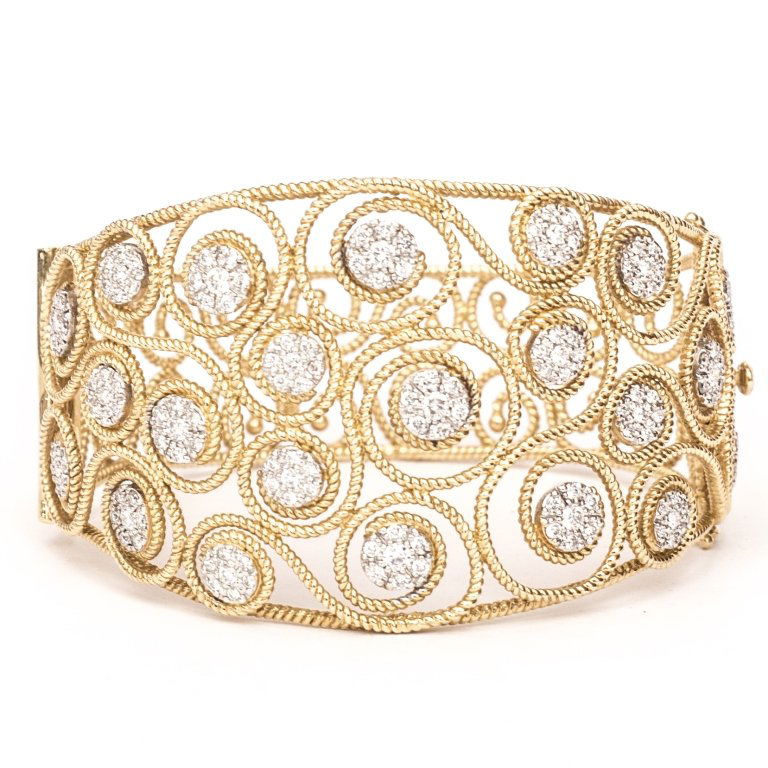 14 Karat Yellow Gold Hand Fabricated Hinged Bangle (1 of 5)