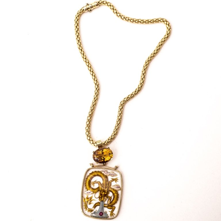 10 karat Yellow Gold Necklace w/ Oval Cabochon (1 of 6)
