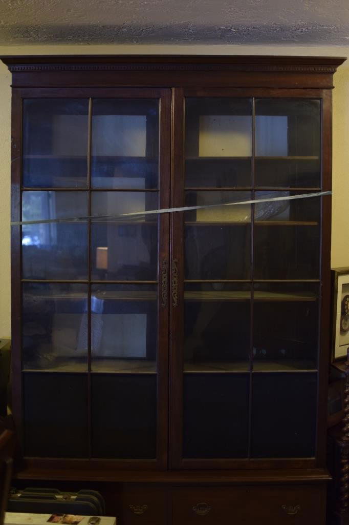 19th Century English Mahogany Bookcase Cabinet (1 of 3)