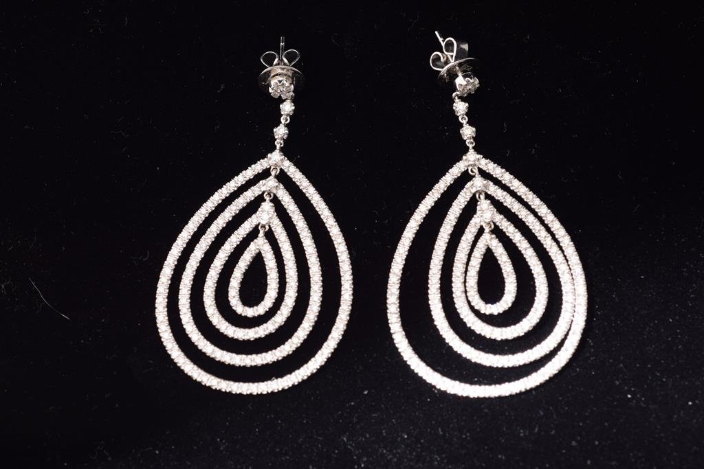 18 Karat White Gold and Diamond Hoop Earrings (1 of 4)