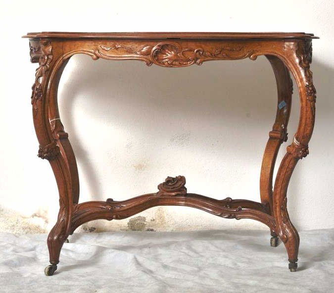Victorian Carved Walnut Parlor Table (1 of 5)