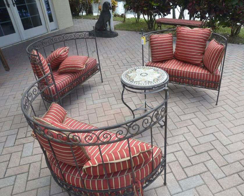 Three-Piece 20th C. Wrought Iron Bench Set (1 of 6)