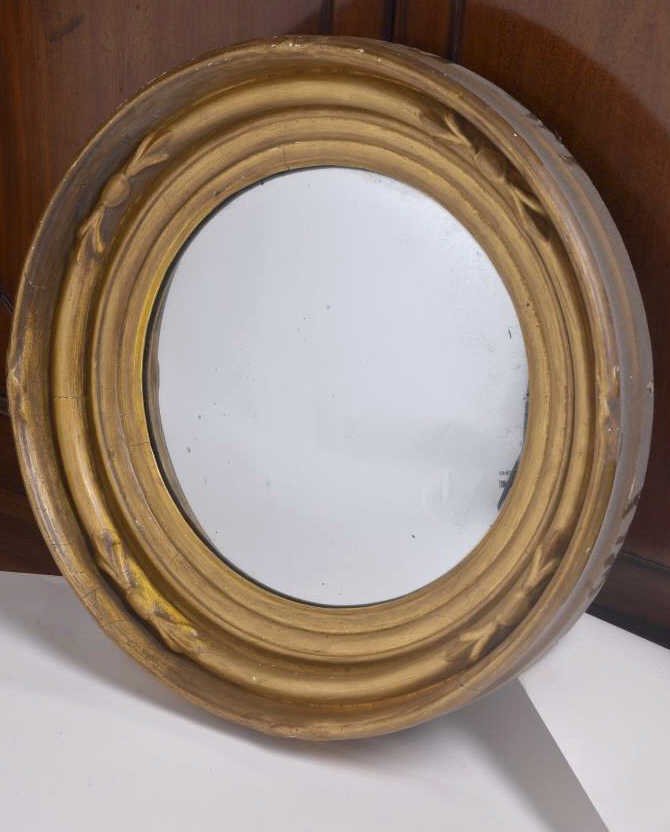 Gold Framed Circular Convex Mirror (1 of 4)