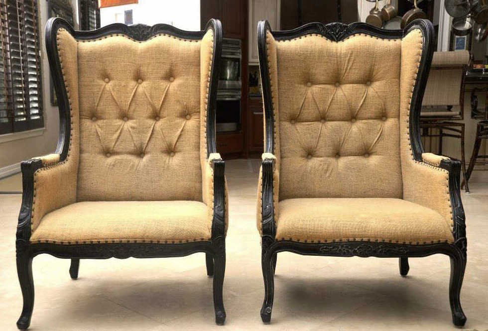 Pr Upholstered Fireside Chairs (1 of 8)
