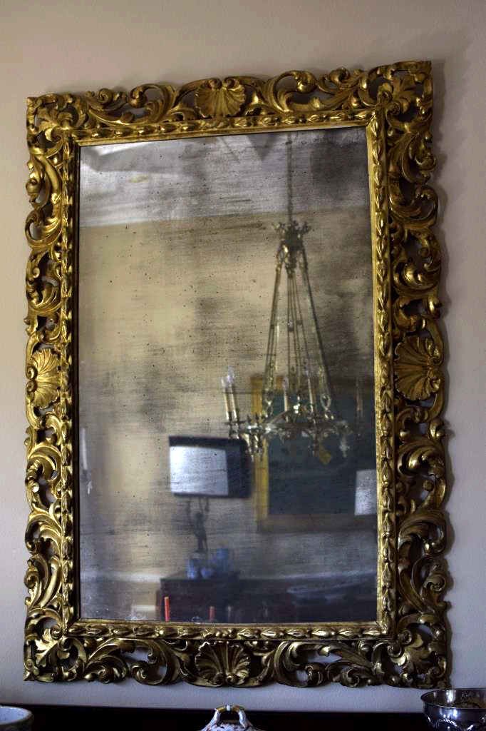 Heavily Carved and Guilt Wood Wall Mirror (1 of 3)