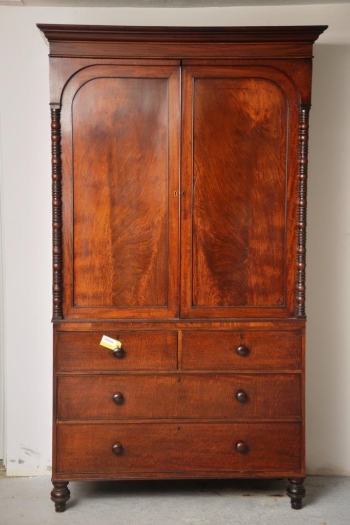 19th Century Mahogany Linen Cabinet (1 of 3)