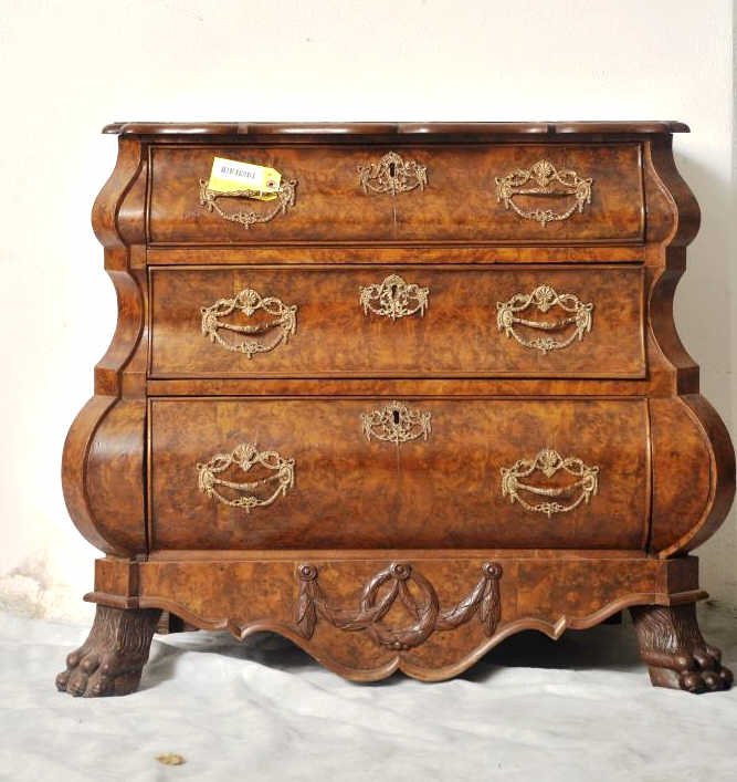 Antique Burlwood Three Drawer Commode (1 of 6)