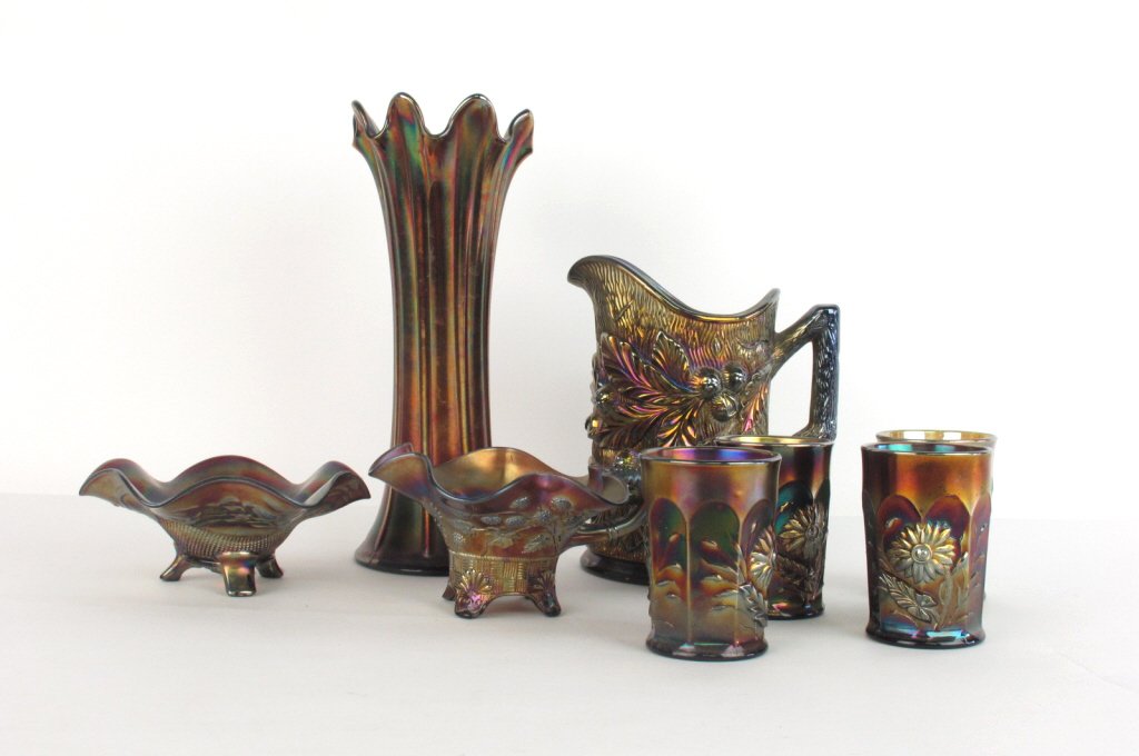 Grouping of Carnival Glass Dishes (1 of 10)