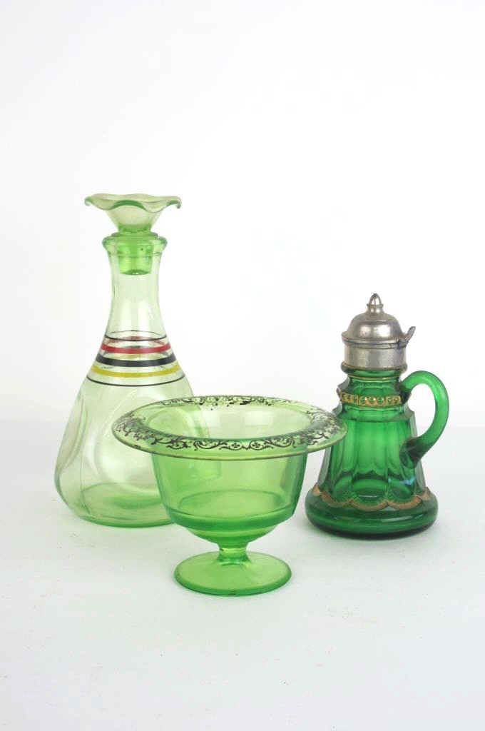 Grouping of Green Glass Items (1 of 10)
