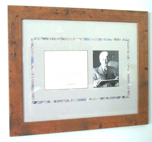 Maxfield Parrish 1909 Autographed Presentation: Hand signed typed letter with photograph beside professionally framed. Bold fountain pen signature. Overall 19.5" H x 24" W.