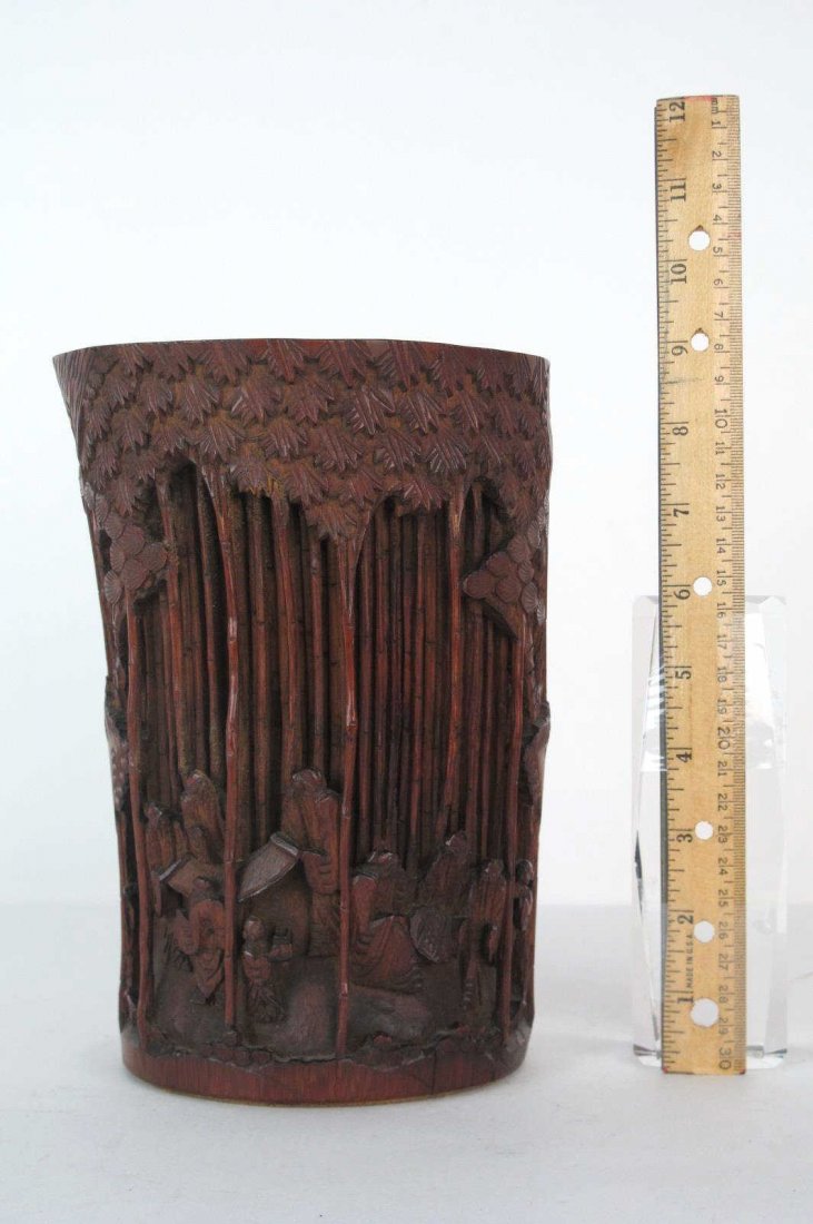 Wooden Carved Chinese Brush Pot Chinese wood brush pot (1 of 6)