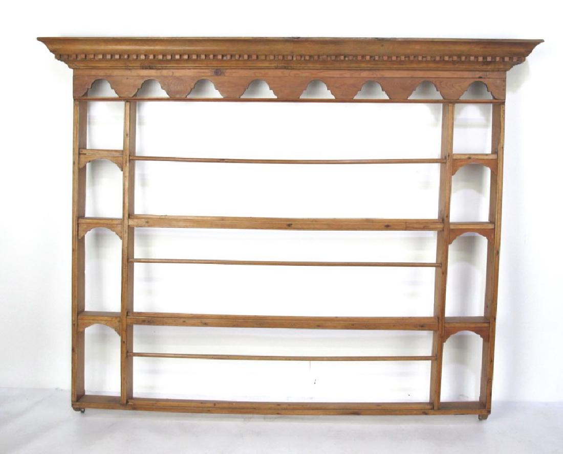 Pine Hanging Plate Rack 19th century. Fitted with three (1 of 5)