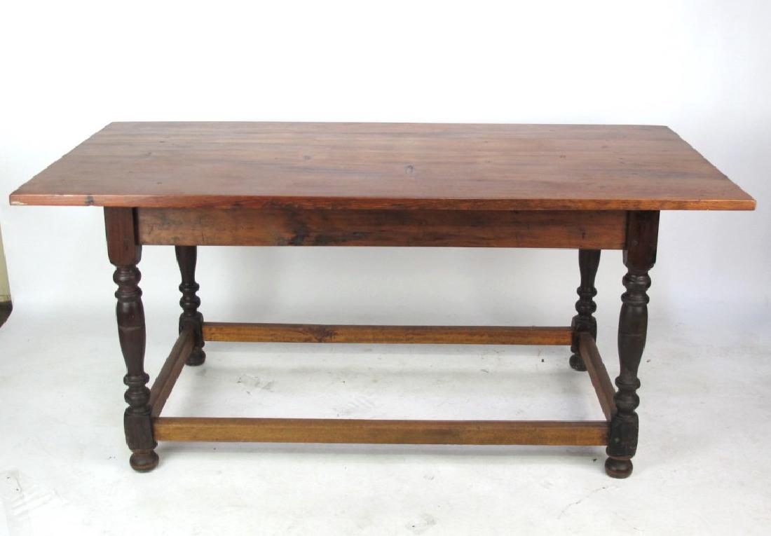 19th C. French Harvest Table Large wood rectangular (1 of 3)