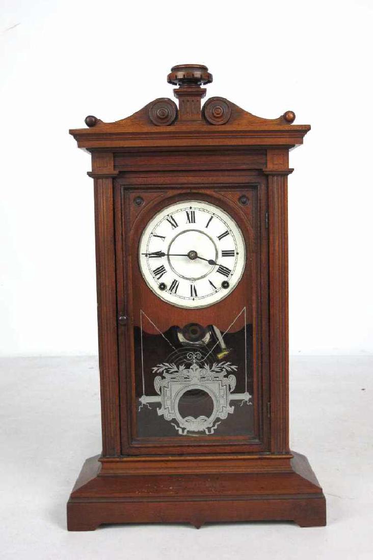 Victorian Wooden Mantle Clock The wooden mantle clock (1 of 6)