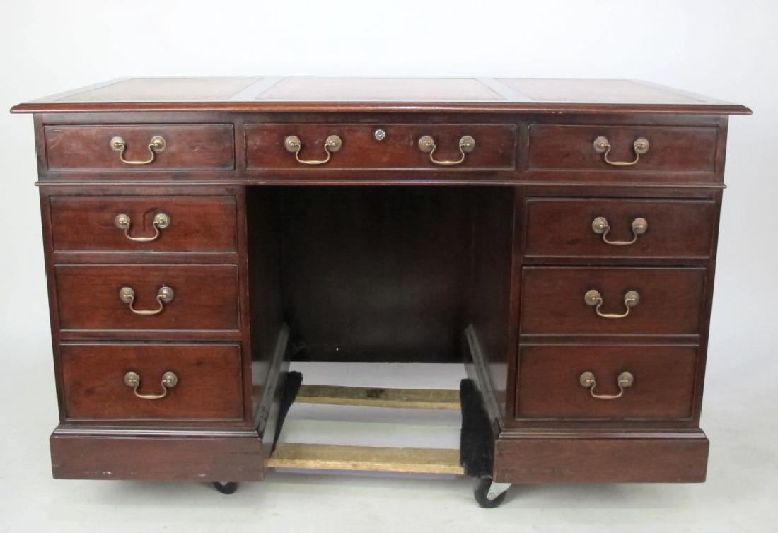 Mahogany Leather Top Desk Mahogany kneehole desk having (1 of 6)