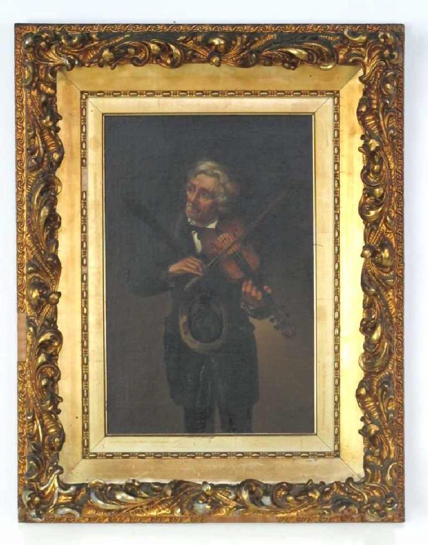 19th C. Painting of the Violin Player Oil on canvas (1 of 8)