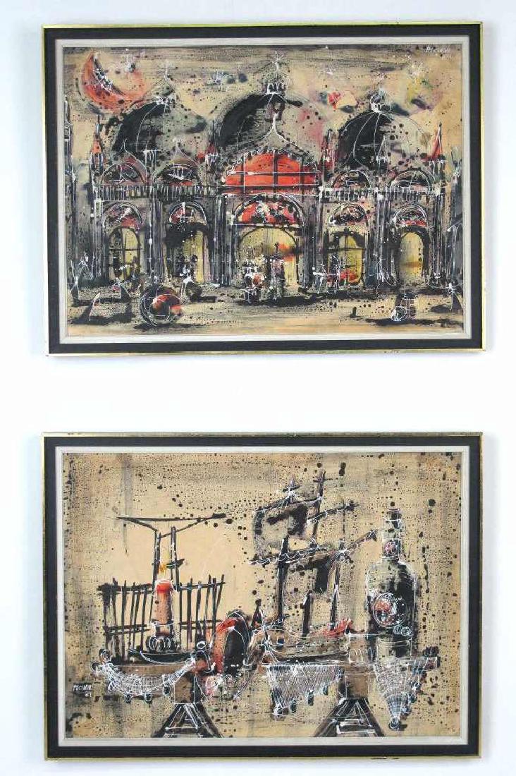 Gennaro Picinni (1933-) Artwork Group Two ink and paint (1 of 11)