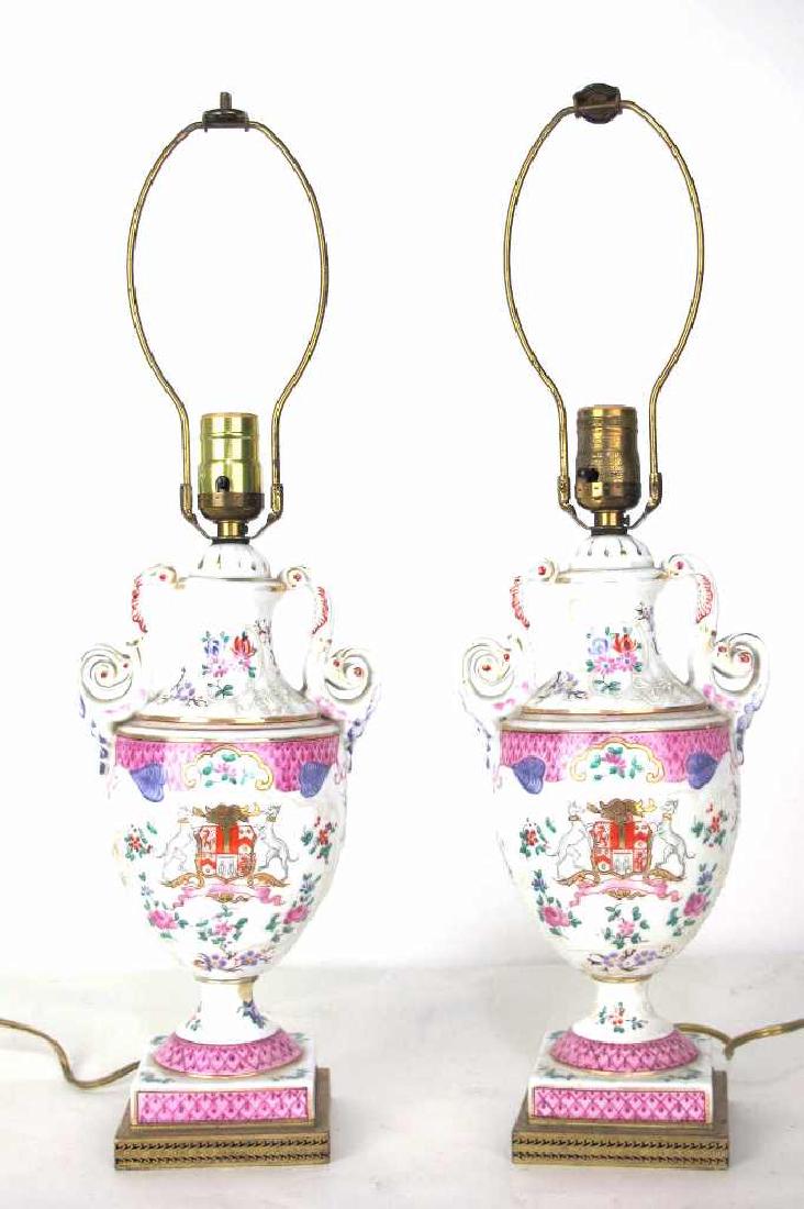 Two English Porcelain Lamps Two porcelain vases mounted (1 of 6)