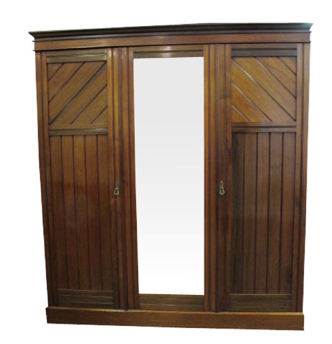 Large Three Door Wardrobe Having mirrored center door (1 of 6)