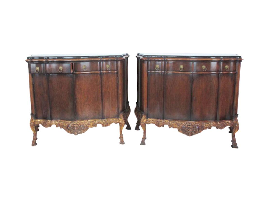 Pair Granite Top Carved Console Cabinets Late 19th/20th (1 of 10)