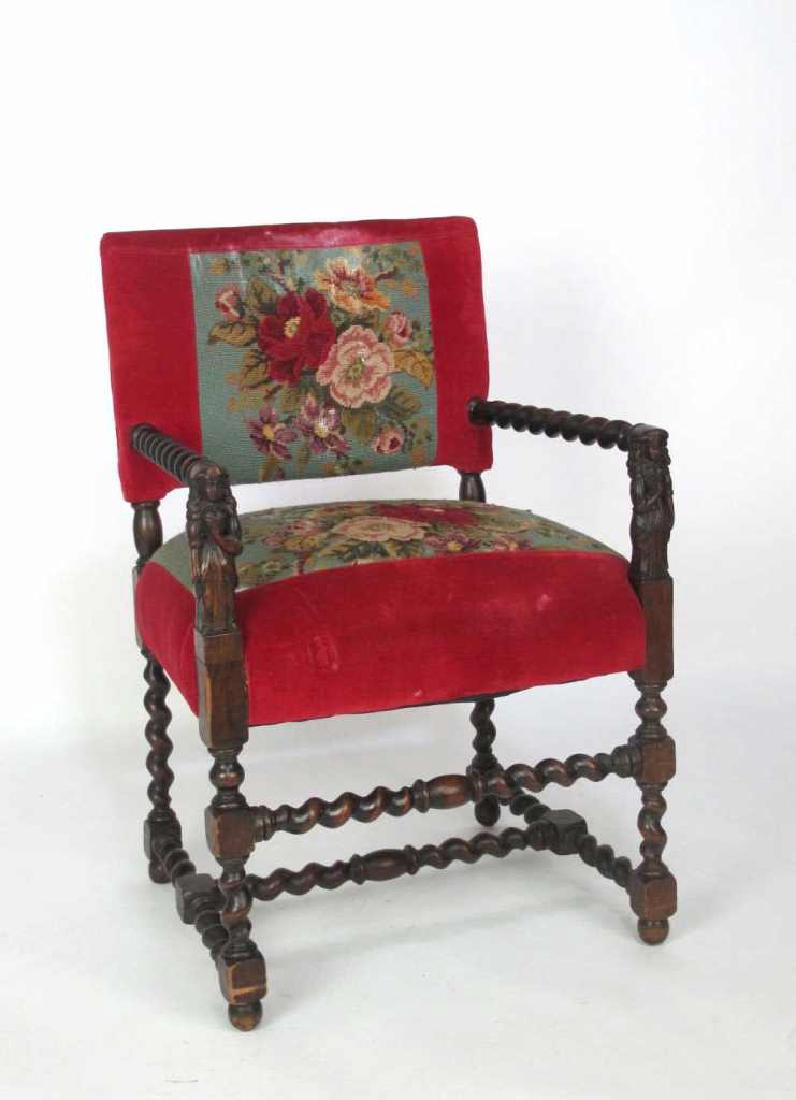 Floral Needlepoint Chair Vintage armchair having red (1 of 6)