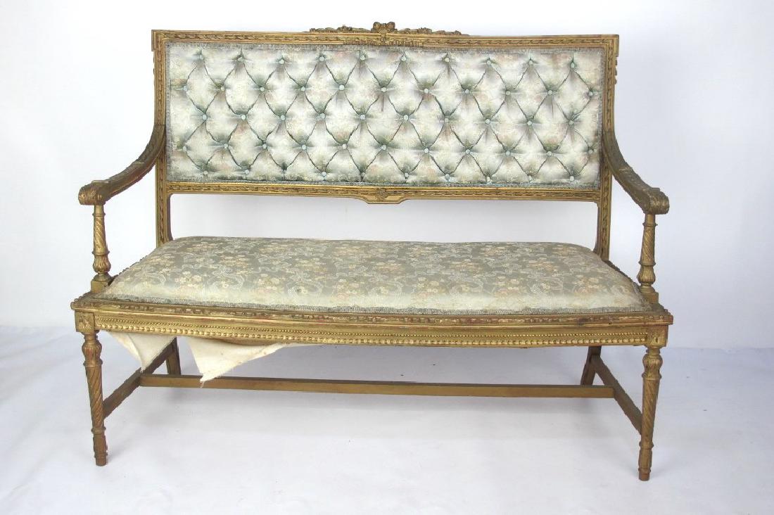 French Louis XVI Giltwood Settee: French Louis XVI Giltwood Settee