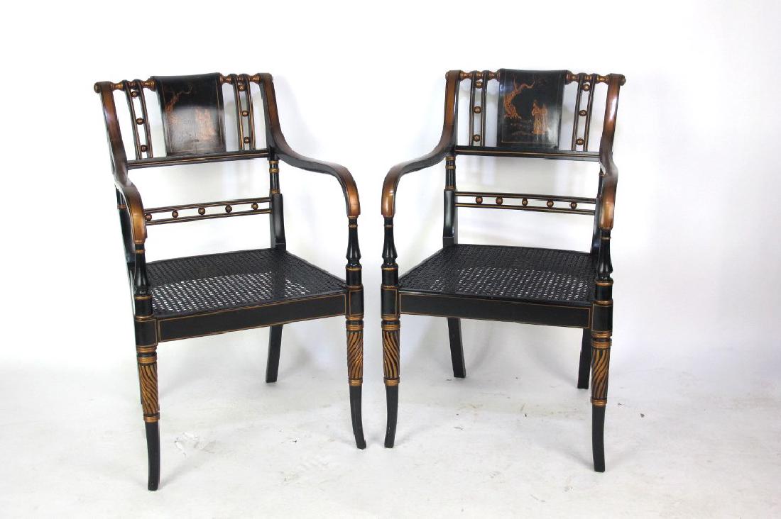 Pair Moitland Smith Regency Armchairs Pair of black and (1 of 6)