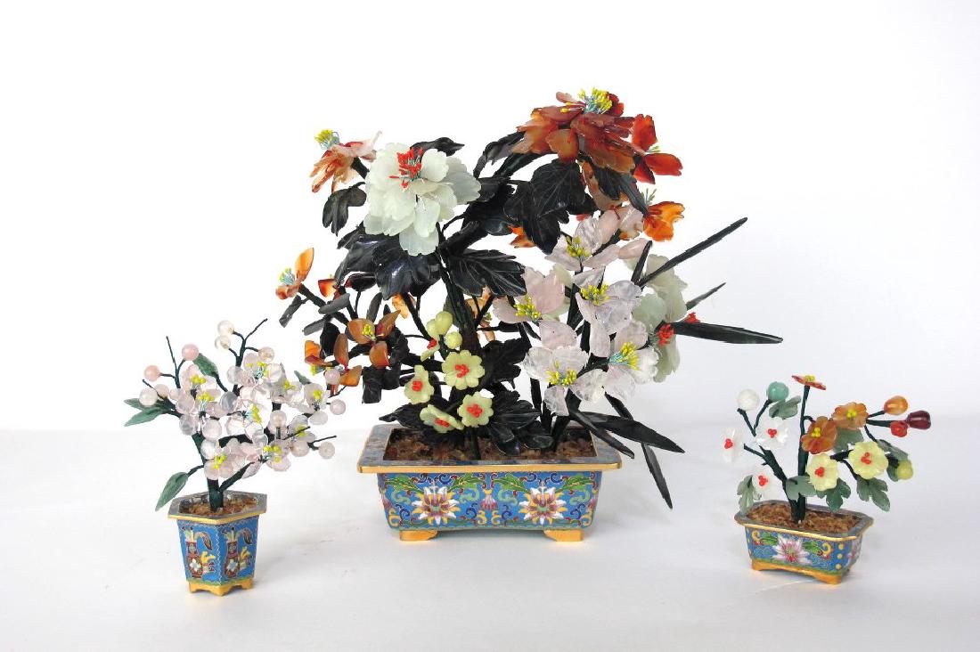 Trio of Art Glass Plants in Planters Three art glass (1 of 5)