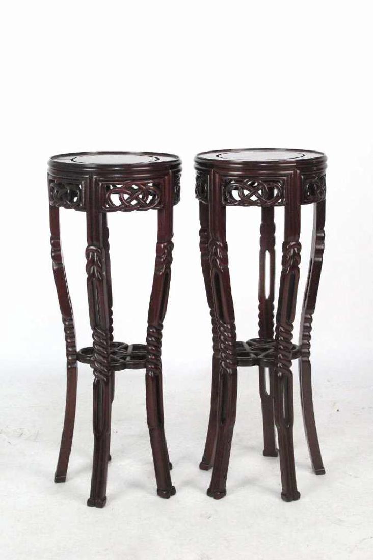 Pair Chinese Plant Stands Pair of round plant stands (1 of 5)