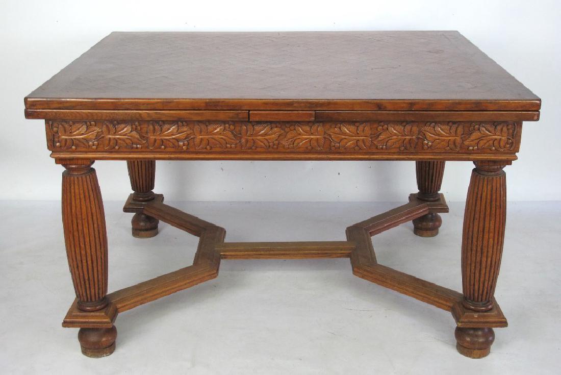 Oak Parquetry Top Draw Leaf Table (1 of 7)