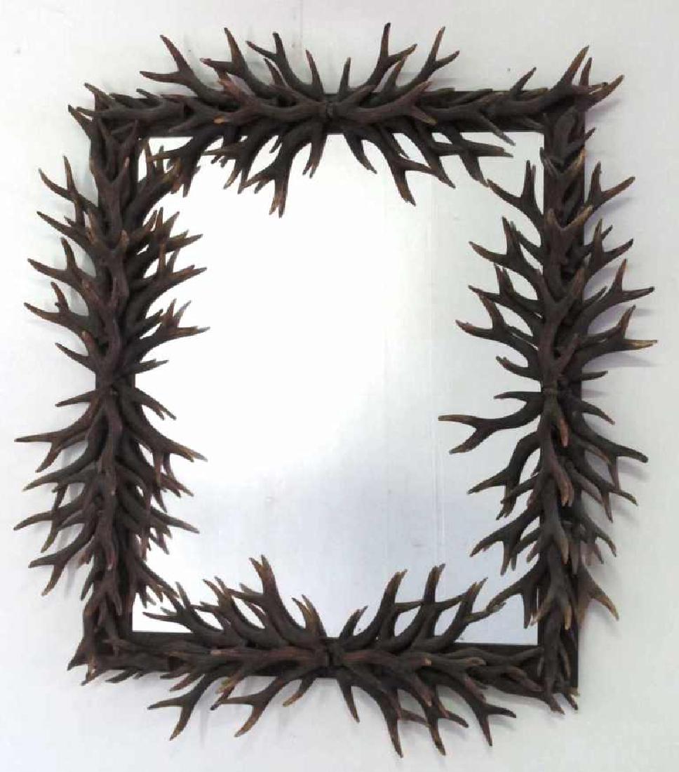 Designer Carved Wood Horn Mirror (1 of 3)