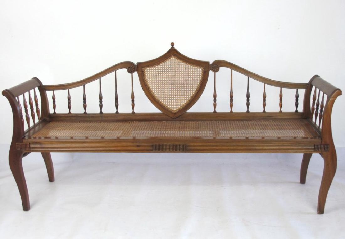 Italian Walnut Cane Seat Bench (1 of 5)