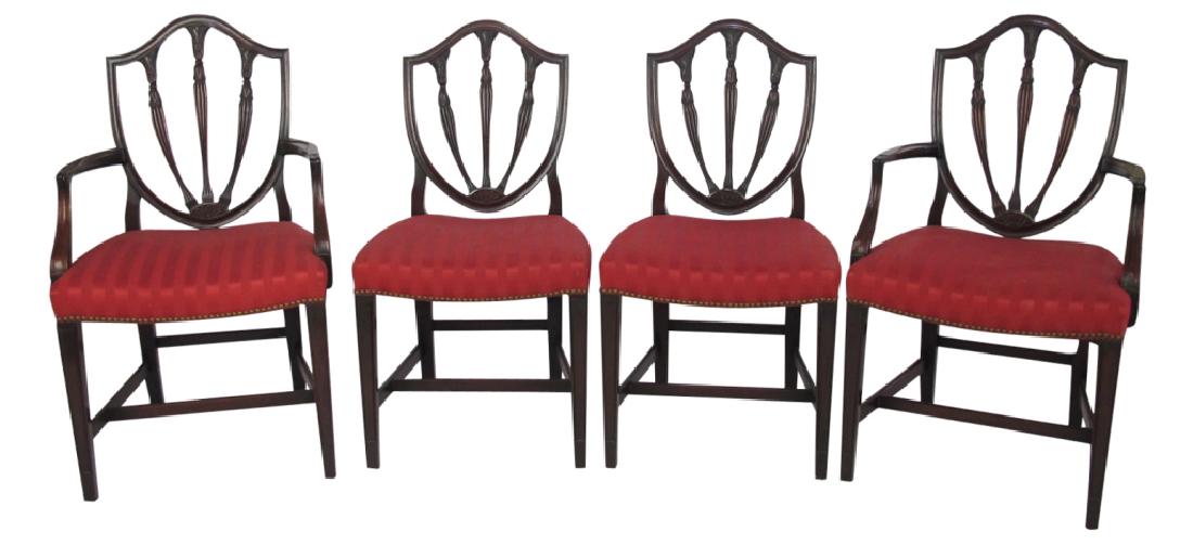 Four Mahogany Side Chairs w/ Red Seat Cushions (1 of 6)