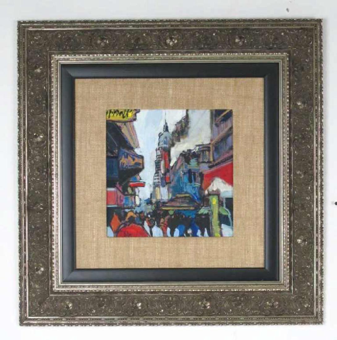 Illegibly Signed Oil on Paper of City Street (1 of 6)