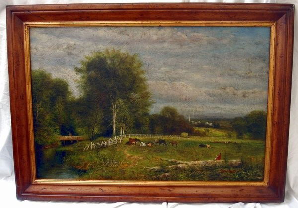 Oil Painting Landscape Signed Trevor James: Experience the warm connection with Nature from this fine oil on canvas landscape, signed "Trevor James" lower right. Dimensions: 36" X 24" without frame, 42" X 30" with frame. The market gallery pric