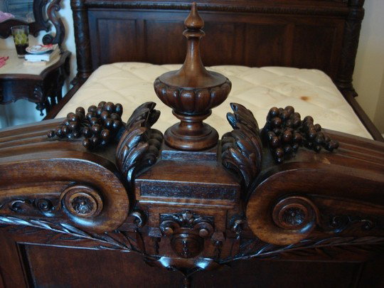 Antique French Oak Canopy Bed Barbedienne Bronze - 4