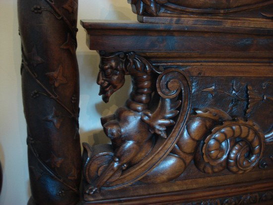 Antique French Oak Canopy Bed Barbedienne Bronze - 6