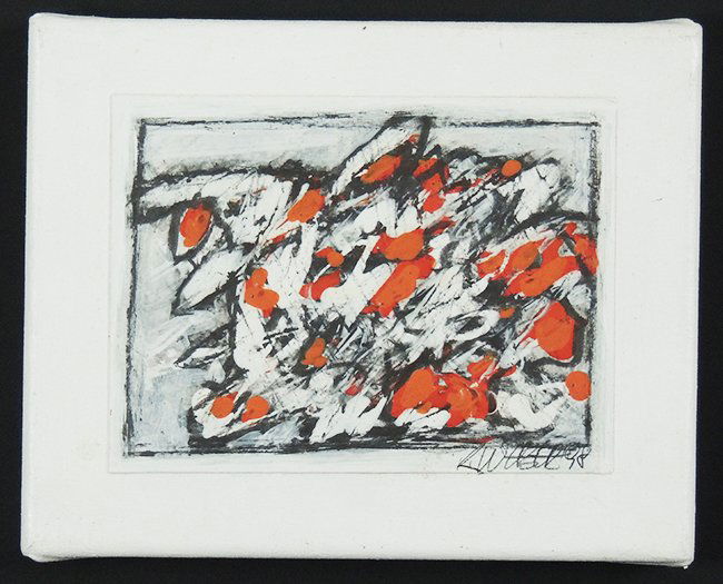 Robert Weber, in Bewegung (in motion), acrylic and grap: Robert Weber, in Bewegung (in motion) 1998 acrylic and graphite on paper, on canvas signed, dated 98 size: 7.8 x 6.1 inch Robert Weber, born 8.10.1943, is an Austrian graphic artist and sculptor. Sinc