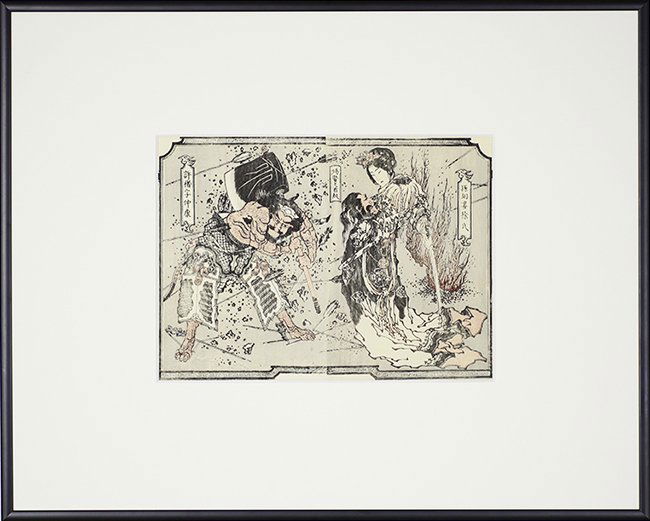 Katsushika Taito II, woodblock print: Katsushika Taito II (active 1810-1853) Woodblock print about 1841 print size: ca 10.6 x 8.7 inch frame size: 16.14 x 20.07 inch 許褚字仲康 Xu Chu, style name Zhongkang (c