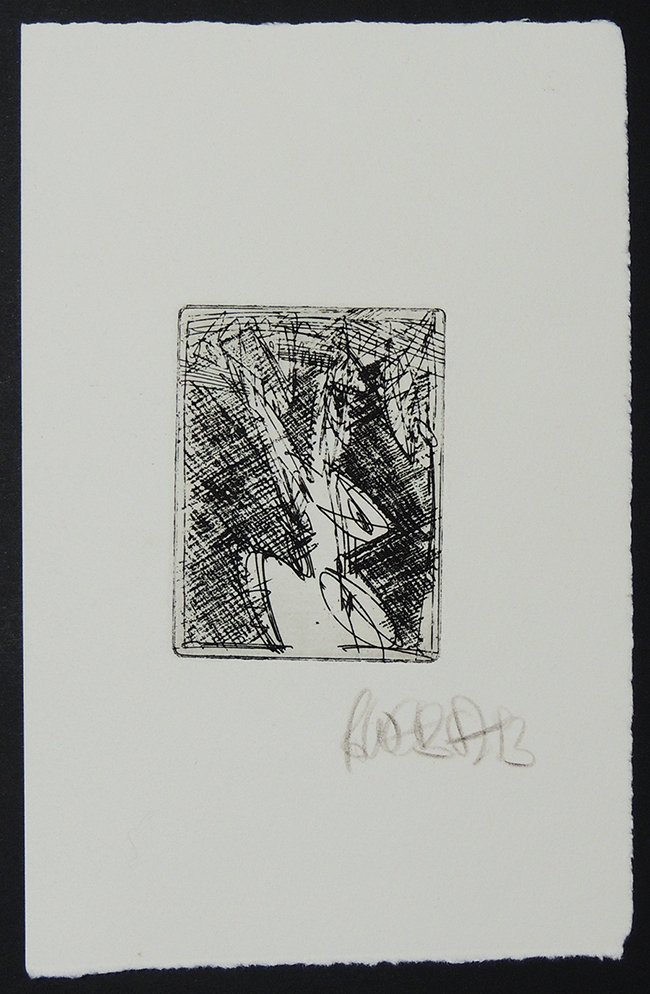 Robert Weber, etching, signed: Robert Weber, etching signed, dated 93 sheet size: 7.9 x 10.6 inch plate size: 3.5 x 5.9 inch Robert Weber, born 8.10.1943, is an Austrian graphic artist and sculptor. Since 1971, after finishing his