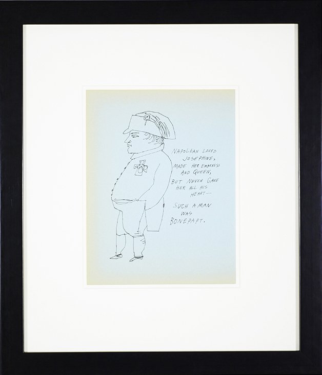 Andy Warhol, LOVE IS THE PINK CAKE, offset lithography: Andy Warhol: LOVE IS A PINK CAKE 1976 offset lithography on blue paper Margins slightly yellowed, otherwise in excellent condition sheet size: 8.4 x 11 Inch frame size: 18.1 x 21 Inch Published by the