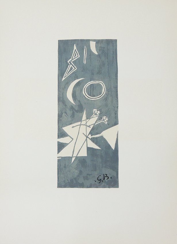 George Braque, oiseaux, color lithography, signed: George Braque, oiseaux, 1959 original lithography in colour signed in stone sheet size: 11 x 15 inch Georges Braque 13.05.1882 31.08.1963 was a major painter and sculptor from France. He became intere