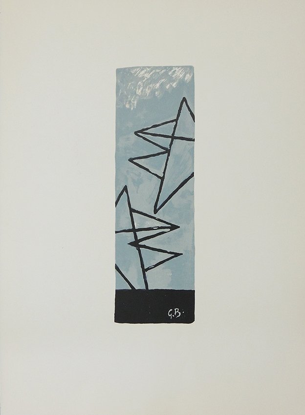 George Braque, cielgris 1, color lithography, signed: George Braque, cielgris 1, 1959 original lithography in colour signed in stone sheet size: 10.9 x 15 inch Georges Braque 13.05.1882 31.08.1963 was a major painter and sculptor from France. He became i