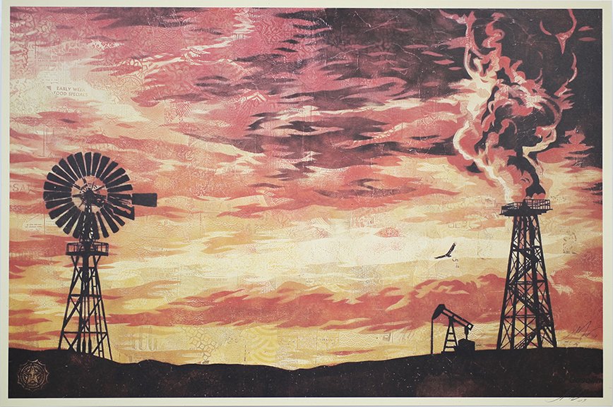Fairey (OBEY), Evolve Devolve, lithography, signed: Shepard Fairey: Evolve Devolve lithographic print, hand signed, dated, open edition with Certificate of authenticity (COA) sheet size: 24 x 36 inch Frank Shepard Fairey, born Februar
