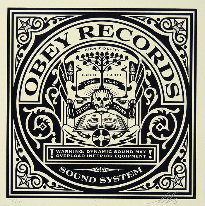 Fairey (OBEY), KNOW YOUR RIGHTS, screenprint, signed: Shepard Fairey - Obey: KNOW YOUR RIGHTS Serigraph/Screen Print on: French Paper Co.Speckeltone Paper hand signed by Shepard Fairey, dated "14", numbered 138/200 Sheet-size 30,5x30,5cm; Print