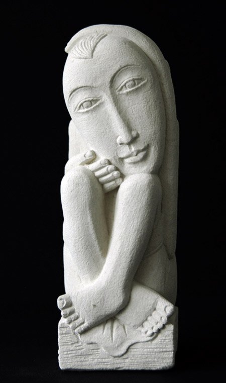 Nunun Ardika, handmade sculpture: Handcrafted sculpture made of Balinese sandstone. Carved by Nunun Ardika. Limited Edition 1/5 Size: 11.61 x 3.94 x 3.94 Inch --- Handgeferigte Skulptur aus balinesischem S